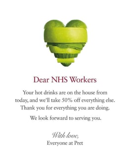 Pret a Manger Key Workers Campaign, Supporting the NHS